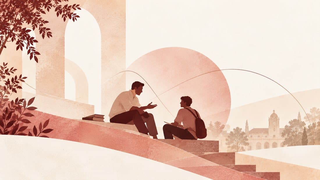Illustration of a mentor talking with a student